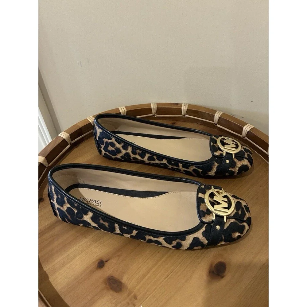 MICHAEL KORS Nori Ballet Flats LEOPARD Print Calf hair  Women’s Size 8 - Picture 2 of 6